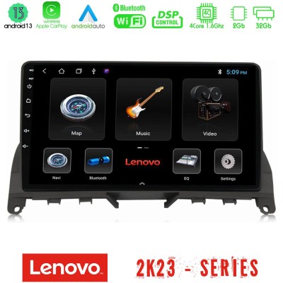 Lenovo Car Pad Mercedes C Class W204 4Core Android 13 2+32GB Navigation Multimedia 9