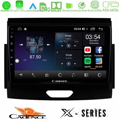 Cadence X Series Ford Ranger 2017-2022 8core Android12 4+64GB Navigation Multimedia Tablet 9