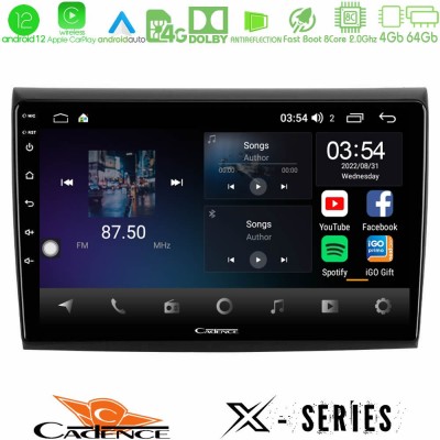 Cadence X Series Fiat Bravo 8core Android12 4+64GB Navigation Multimedia Tablet 9