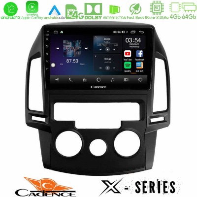 Cadence X Series Hyundai i30 2007-2012 Manual A/C 8core Android12 4+64GB Navigation Multimedia Tablet 9