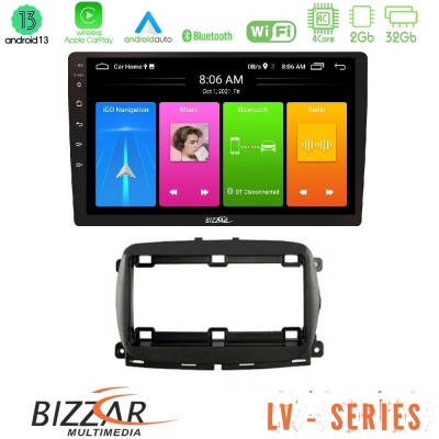 Bizzar LV Series Fiat 500 2016> 4Core Android 13 2+32GB Navigation Multimedia Tablet 9