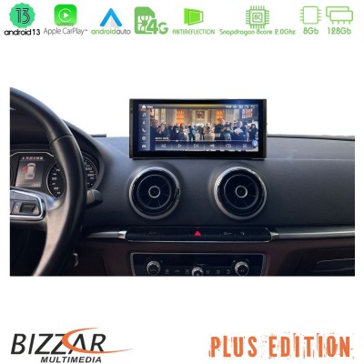Bizzar OEM Audi A3 (8V) 2013-2020 Android13 (8+128GB) Navigation Multimedia 10.25″ HD Anti-reflection