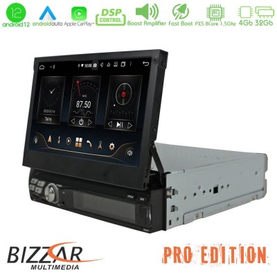 Bizzar Pro Edition Universal 1DIN Deckless Android 12 8Core Multimedia Station