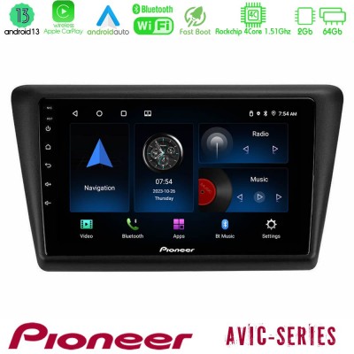 Pioneer AVIC 4Core Android13 2+64GB Skoda Rapid 2013-2017 Navigation Multimedia Tablet 9