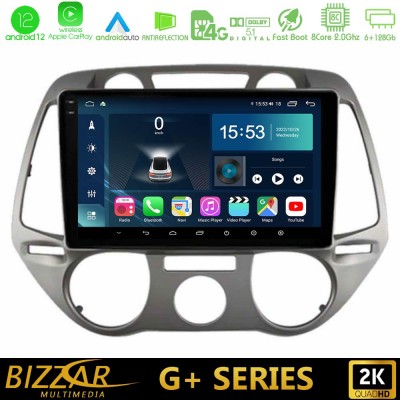 Bizzar G+ Series Hyundai i20 2009-2012 Manual A/C 8core Android12 6+128GB Navigation Multimedia Tablet 9
