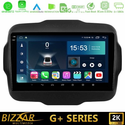 Bizzar G+ Series Jeep Renegade 2015-2019 8core Android12 6+128GB Navigation Multimedia Tablet 9