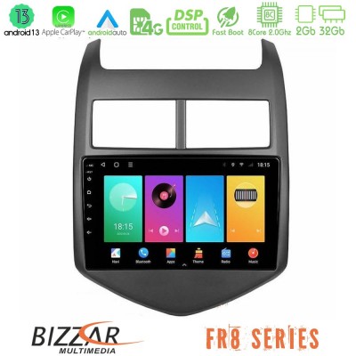 Bizzar FR8 Series Chevrolet Aveo 2011-2017 8core Android13 2+32GB Navigation Multimedia Tablet 9