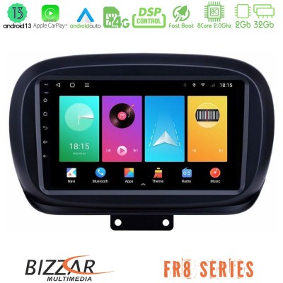 Bizzar FR8 Series Fiat 500X 8core Android13 2+32GB Navigation Multimedia Tablet 9