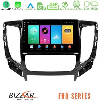 Bizzar FR8 Series Mitsubishi L200 2016-> & Fiat Fullback (Auto A/C) 8core Android 11 2+32GB Navigation Multimedia Tablet 9