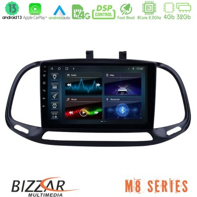 Bizzar M8 Series Fiat Doblo 2015-2022 8core Android13 4+32GB Navigation Multimedia Tablet 9