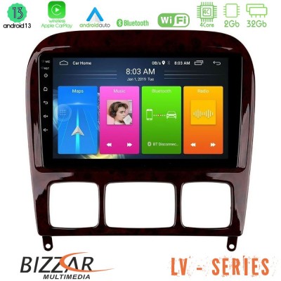 Bizzar LV Series Mercedes S Class 1999-2004 (W220) 4Core Android 13 2+32GB Navigation Multimedia Tablet 9