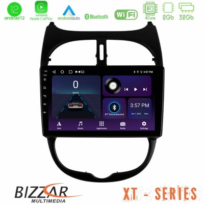 Bizzar XT Series Peugeot 206 4Core Android12 2+32GB Navigation Multimedia Tablet 9