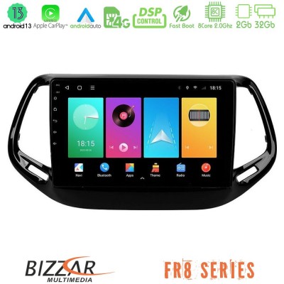 Bizzar FR8 Series Jeep Compass 2017> 8core Android13 2+32GB Navigation Multimedia Tablet 10