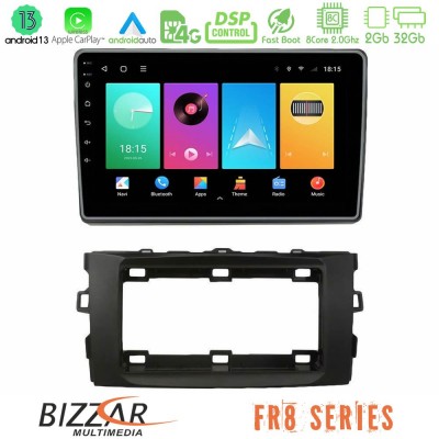 Bizzar FR8 Series Toyota Auris 2013-2016 8core Android13 2+32GB Navigation Multimedia Tablet 10