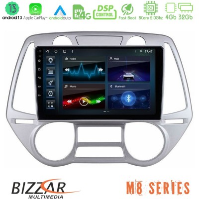 Bizzar M8 Series Hyundai i20 2009-2012 Auto A/C 8core Android13 4+32GB Navigation Multimedia Tablet 9