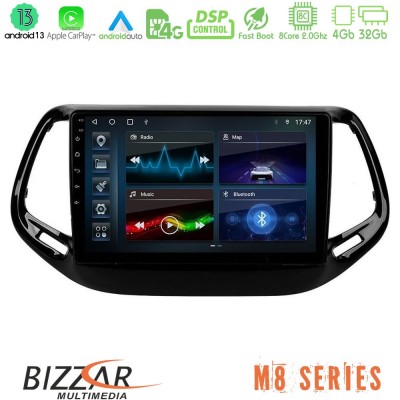 Bizzar M8 Series Jeep Compass 2017> 8core Android13 4+32GB Navigation Multimedia Tablet 10