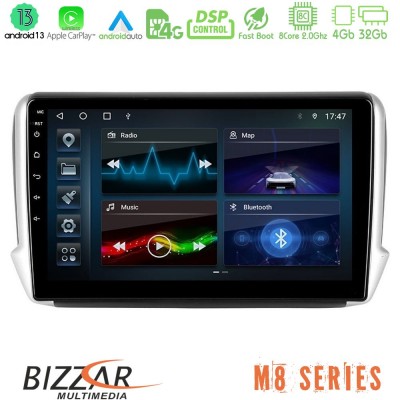Bizzar M8 Series Peugeot 208/2008 8core Android13 4+32GB Navigation Multimedia Tablet 10