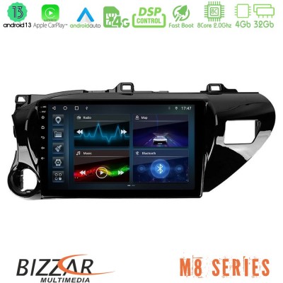 Bizzar M8 Series Toyota Hilux 2017-2021 8core Android13 4+32GB Navigation Multimedia Tablet 10