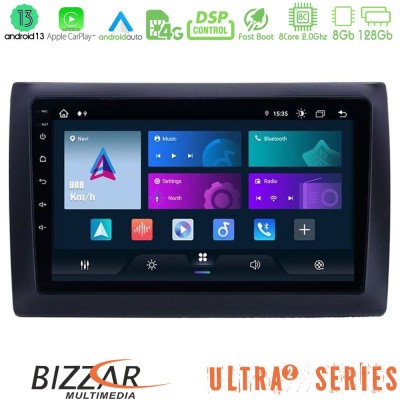 Bizzar Ultra Series Fiat Stilo 8core Android13 8+128GB Navigation Multimedia Tablet 9