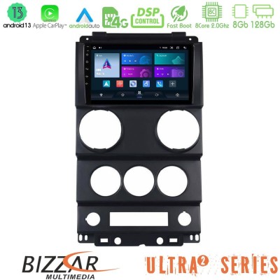 Bizzar Ultra Series Jeep Wrangler 2008-2010 8core Android13 8+128GB Navigation Multimedia Tablet 9