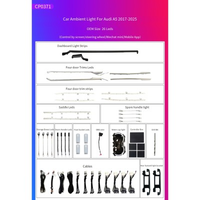 Ατμοσφαιρικός Φωτισμός Audi A3 (8V) 2013-2018 OEM Ambient Light Full Kit