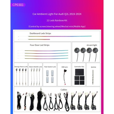 Ατμοσφαιρικός Φωτισμός Audi A3 (8V) 2013-2018 OEM Ambient Light Full Kit
