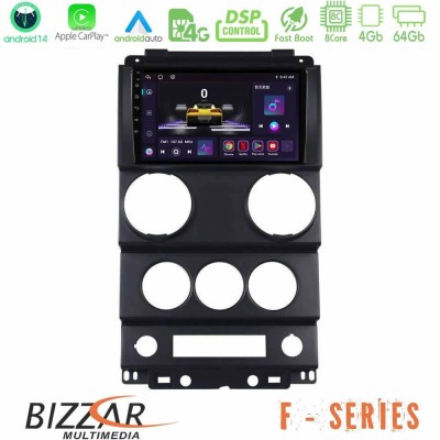 Bizzar F Series 8Core Android14 4+64GB  Jeep Wrangler 2Door 2008-2010 Navigation Multimedia Tablet 9