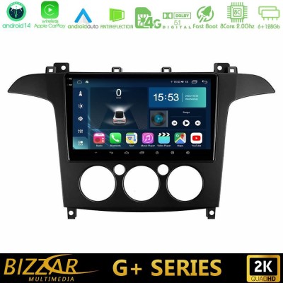 Bizzar G+ Series Ford S-Max 2006-2008 (manual A/C) 8core Android14 6+128GB Navigation Multimedia Tablet 9