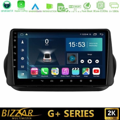 Bizzar G+ Series Fiat Fiorino/Citroen Nemo/Peugeot Bipper 8core Android14 6+128GB Navigation Multimedia Tablet 10