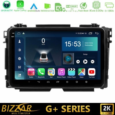 Bizzar G+ Series Honda HR-V 8core Android14 6+128GB Navigation Multimedia Tablet 9