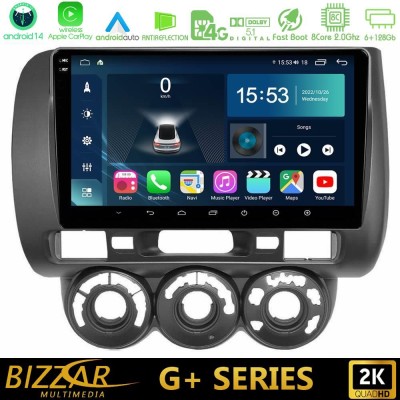 Bizzar G+ Series Honda Jazz 2002-2008 (Manual A/C) 8core Android14 6+128GB Navigation Multimedia Tablet 9