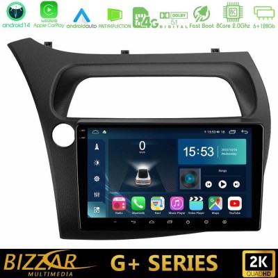Bizzar G+ Series Honda CiviC Hatchback 2006-2011 8core Android14 6+128GB Navigation Multimedia Tablet 9