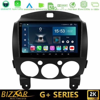 Bizzar G+ Series Mazda 2 2008-2014 8core Android14 6+128GB Navigation Multimedia Tablet 9