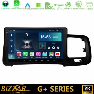 Bizzar G+ Series Volvo S60 2010-2018 8core Android14 6+128GB Navigation Multimedia Tablet 9