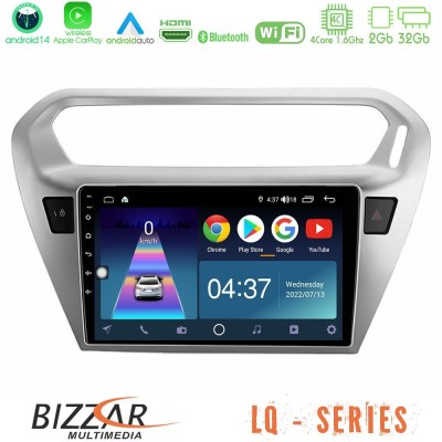 Bizzar LQ Series 4Core Android14 2+32GB Citroën C-Elysée / Peugeot 301 Navigation Multimedia Tablet 9