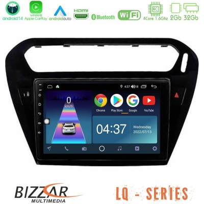 Bizzar LQ Series 4Core Android14 2+32GB Citroen C-Elysee / Peugeot 301 Navigation Multimedia Tablet 9