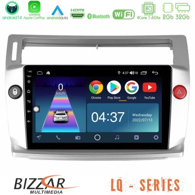 Bizzar LQ Series 4Core Android14 2+32GB Citroen C4 2004-2010 Navigation Multimedia Tablet 9