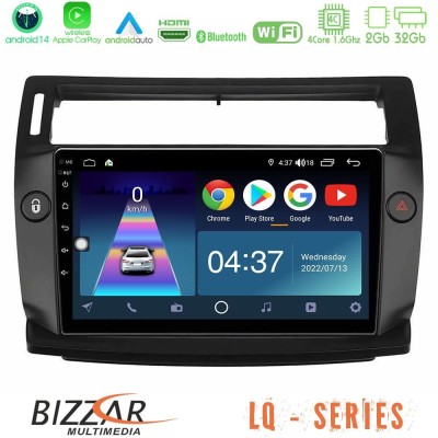 Bizzar LQ Series 4Core Android14 2+32GB Citroen C4 2004-2010 Navigation Multimedia Tablet 9
