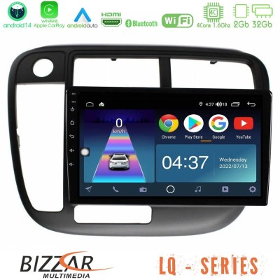 Bizzar LQ Series 4Core Android14 2+32GB Honda Civic 1995-2001 Navigation Multimedia Tablet 9