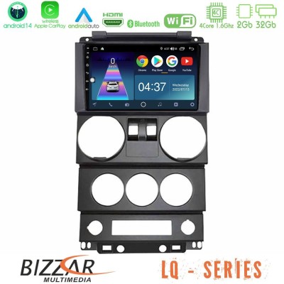 Bizzar LQ Series 4Core Android14 2+32GB Jeep Wrangler 2Door 2008-2010 Navigation Multimedia Tablet 9