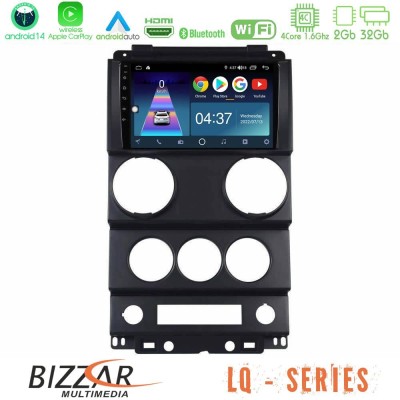 Bizzar LQ Series 4Core Android14 2+32GB Jeep Wrangler 2Door 2008-2010 Navigation Multimedia Tablet 9