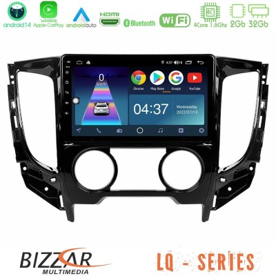 Bizzar LQ Series 4Core Android14 2+32GB Mitsubishi L200 2016-> & Fiat Fullback (Manual A/C) Navigation Multimedia Tablet 9