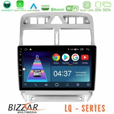 Bizzar LQ Series 4Core Android14 2+32GB Peugeot 307 2002-2008 Navigation Multimedia Tablet 9