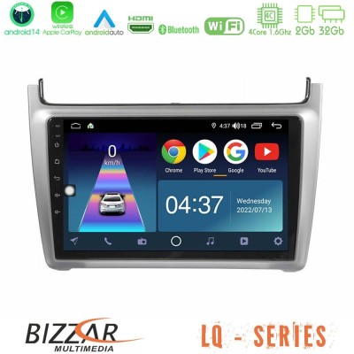 Bizzar LQ Series 4Core Android14 2+32GB Vw Polo 2014-2017 Navigation Multimedia Tablet 9