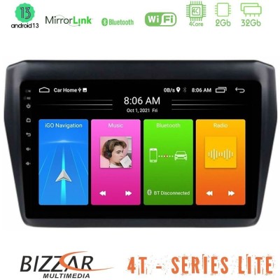 Bizzar 4T Series Suzuki Swift 2017-2023 4Core Android13 2+32GB Navigation Multimedia Tablet 9