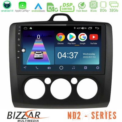 Bizzar ND2 Series 8Core Android14 2+32GB  Ford Focus Manual AC Navigation Multimedia Tablet 9