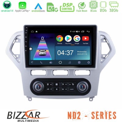 Bizzar ND2 Series 8Core Android14 2+32GB  Ford Mondeo 2007-2011 (Auto A/C) Navigation Multimedia Tablet 9