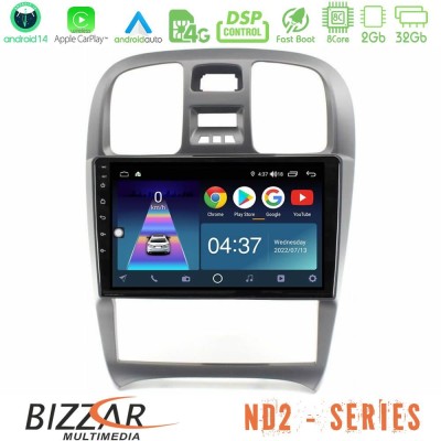 Bizzar ND2 Series 8Core Android14 2+32GB Hyundai Sonata 2001-2005 Navigation Multimedia Tablet 9