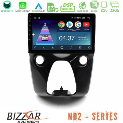 Bizzar ND2 Series 8Core Android14 2+32GB  Toyota Aygo | Citroen C1 | Peugeot 108 Navigation Multimedia 10