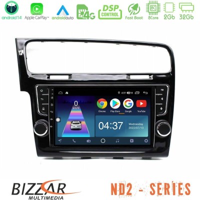 Bizzar ND2 Series 8Core Android14 2+32GB  VW GOLF 7 Navigation Multimedia Tablet 9